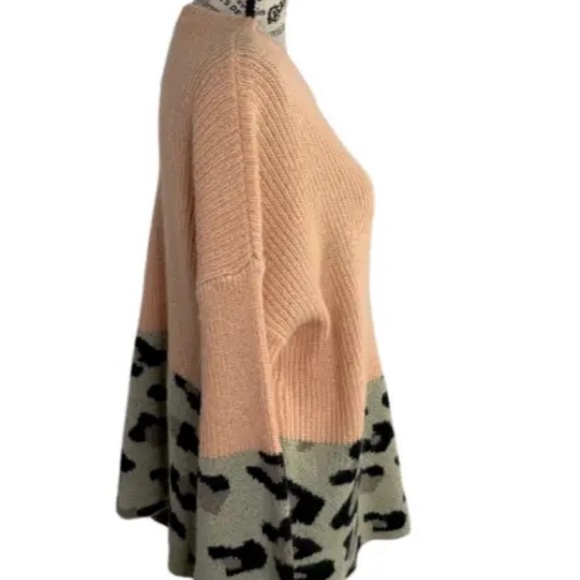 Blue B Collection Crew Neck Leopard Sweater Oversized Wool Blend Women's M/L - Picture 6 of 12